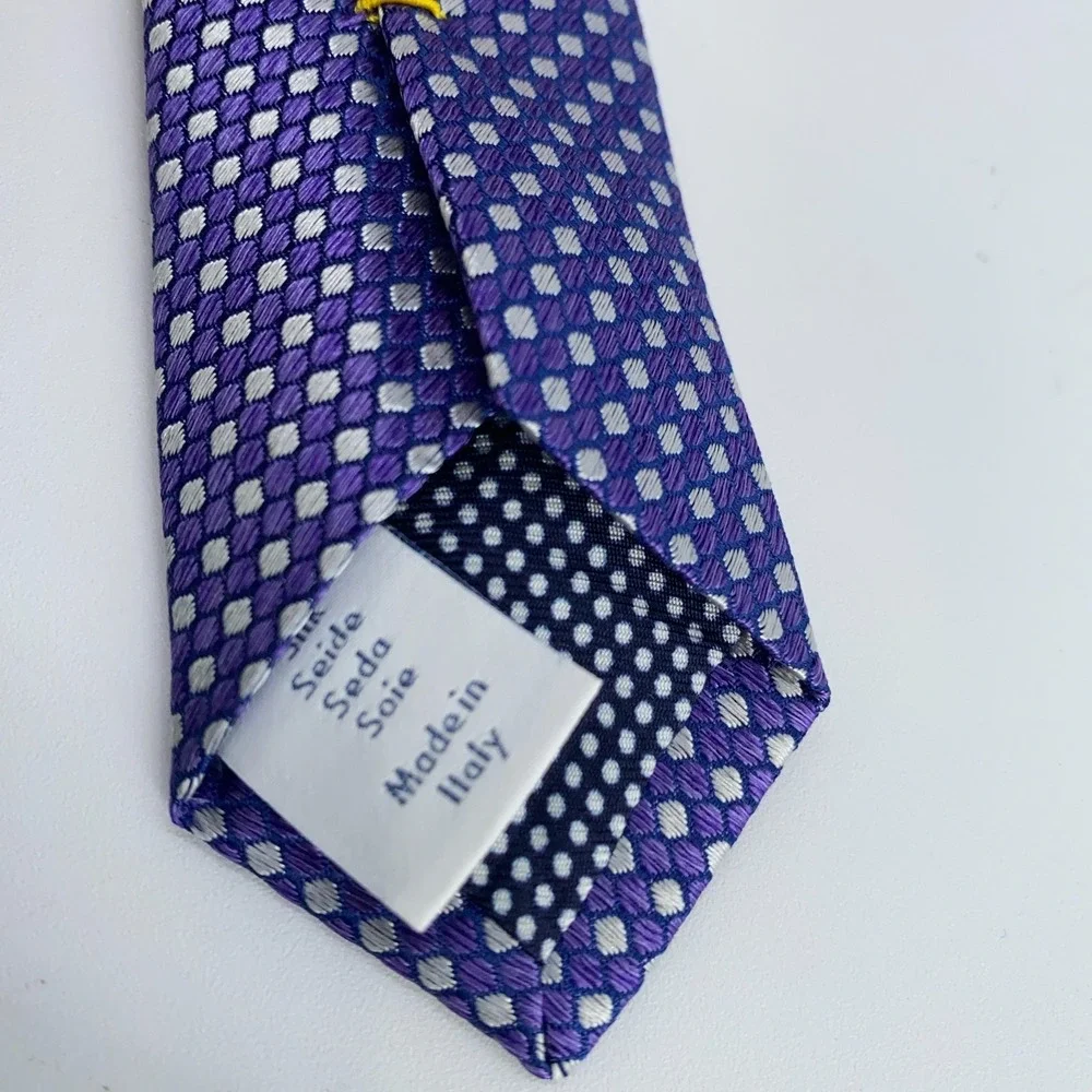 Eton Tie Men‎ One Size Purple Patterned Silk Classic Fit Necktie Italy Made NWT
